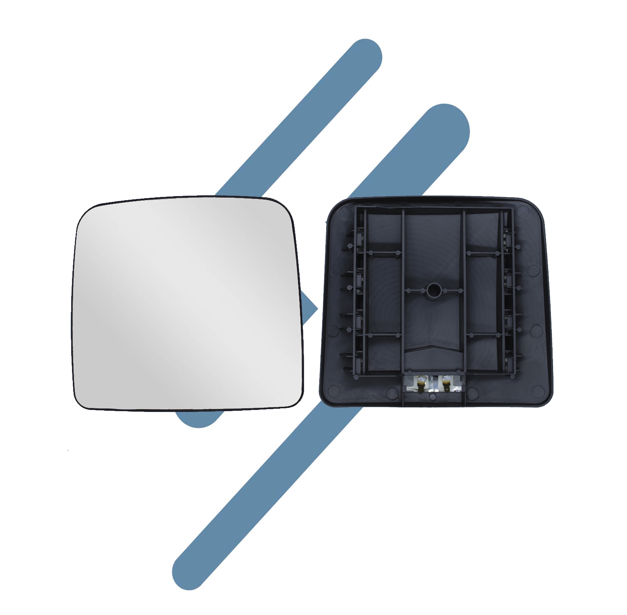 Vidro Espelho Retrovisor Com Base COMPATÍVEL MAN LD COM Desembaçador (Menor/auxiliar)